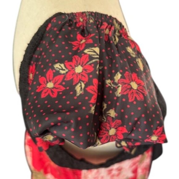 Free People Aurora Dress Red Floral A-line Mini Babydoll Puff Sleeves Large NWOT - Picture 7 of 16